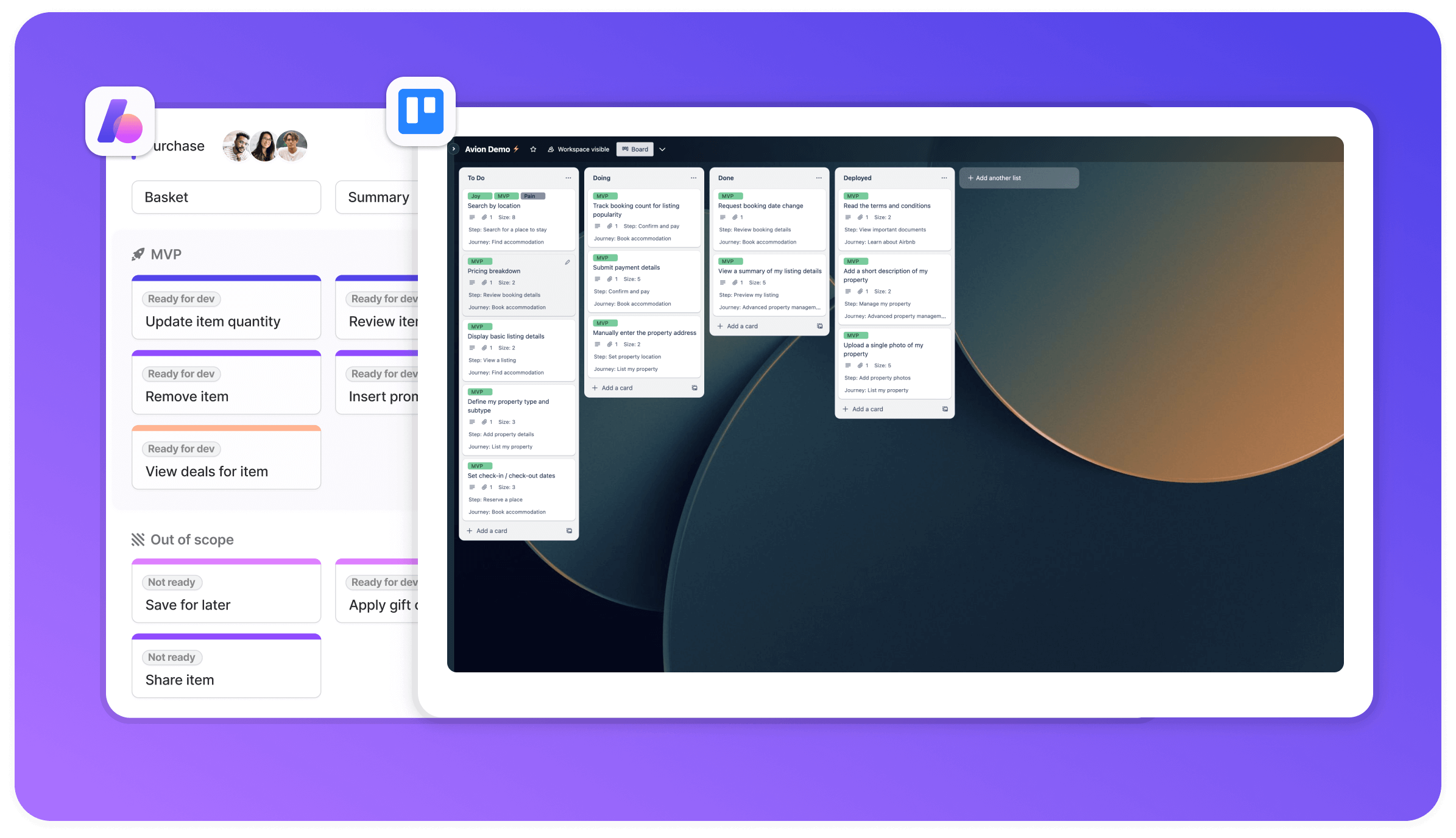 User story mapping with Avion and Trello