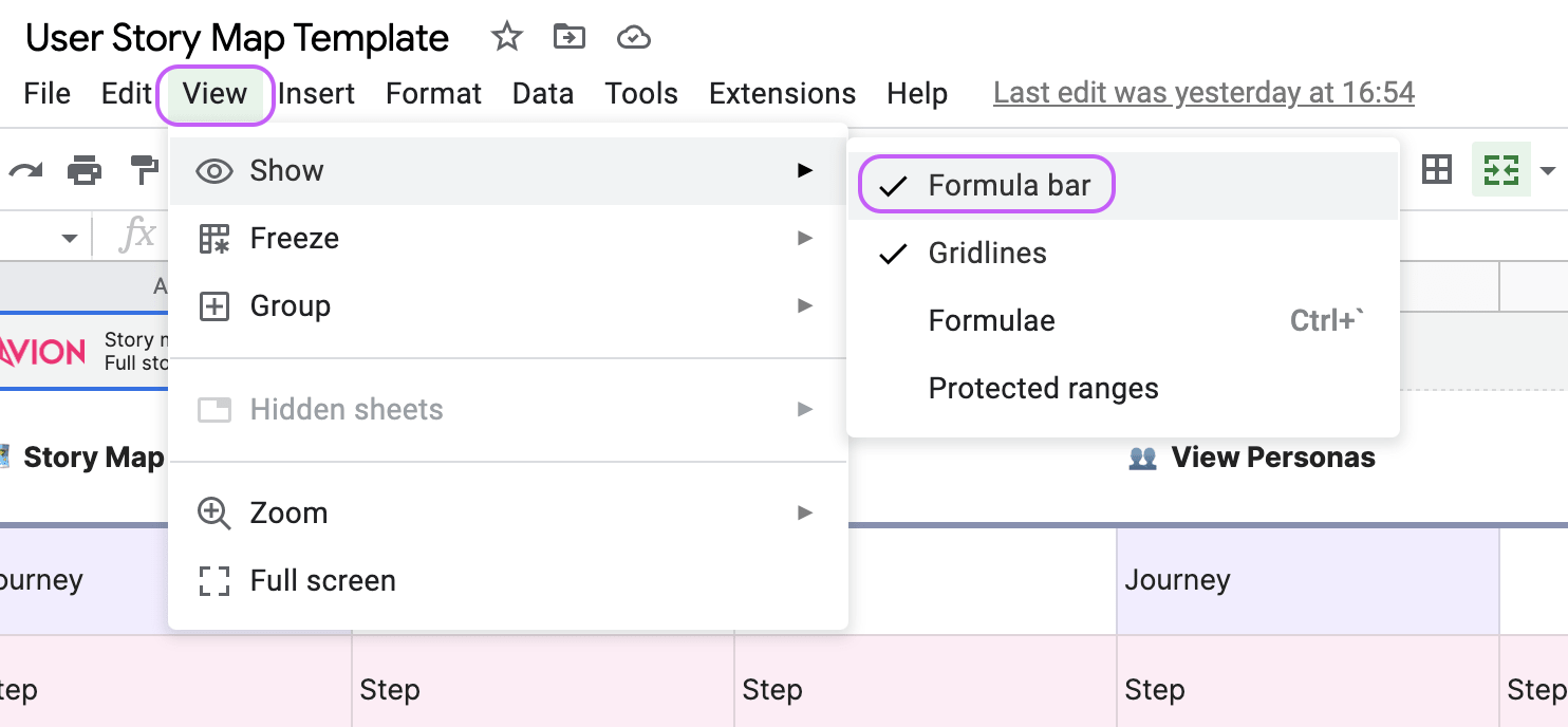 Hiding the formula bar to gain more space